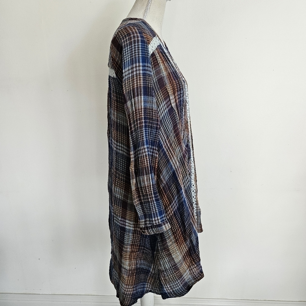 Holding Horses | Anthropologie Plaid Crochet Tunic Dress - Picture 7 of 10